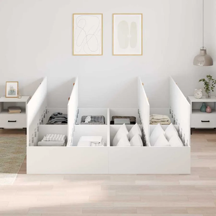 Cadre de lit avec rangement avec stockage Blanc 200 x 200 cm - 3