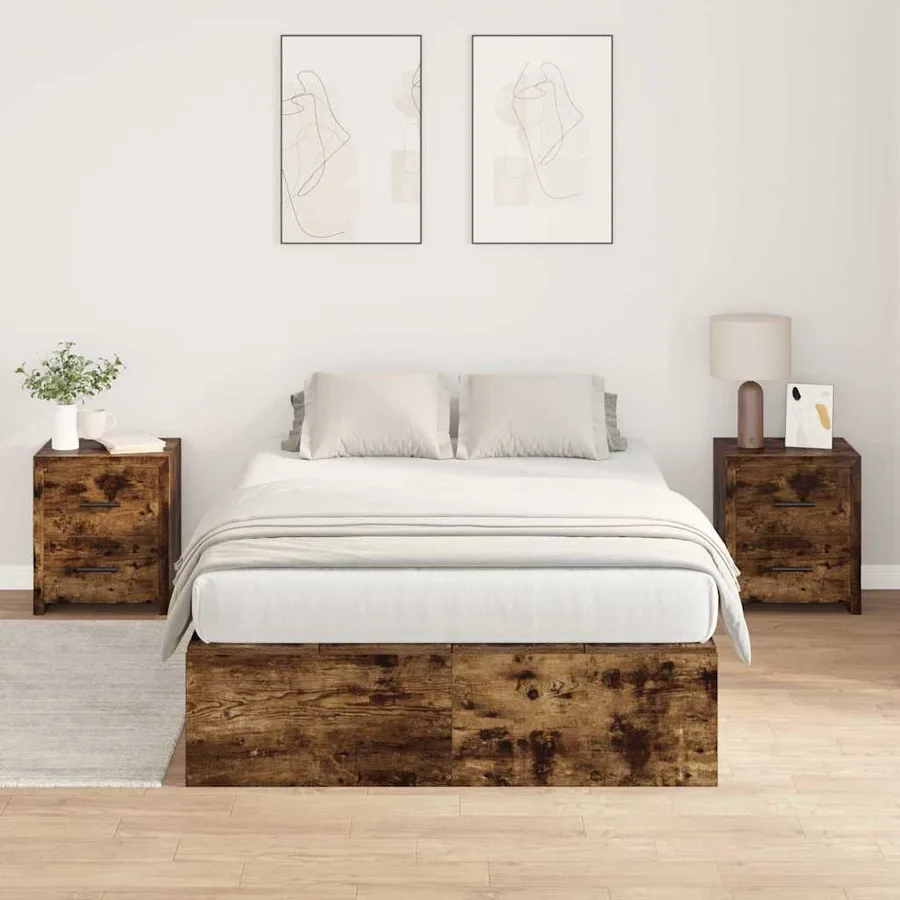 Cadre de lit avec rangement Chêne fumé 120 x 200 cm - 4