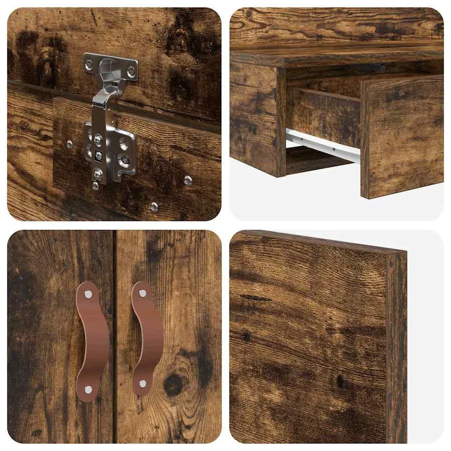 Cadre de lit avec rangement Chêne fumé 120 cm Bois d'ingénierie - 11