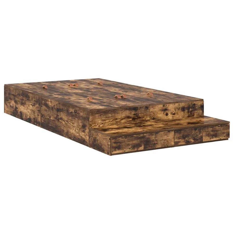 Cadre de lit avec rangement Chêne fumé 120 cm Bois d'ingénierie - 2