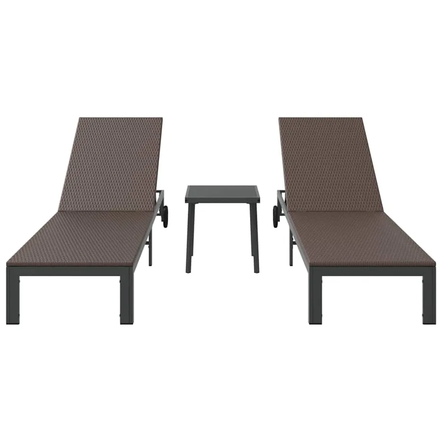 Transat 2-personne 3 pcs Marron polyrotin - 7