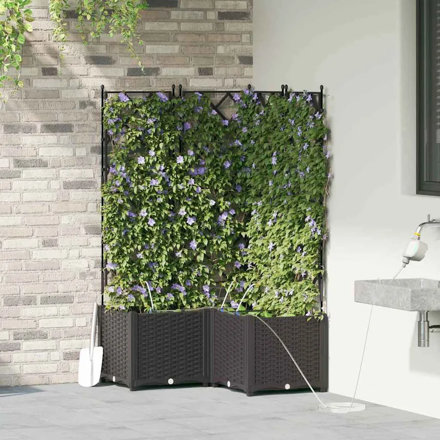 Cache-pot de jardin 3 pc Noir 80 x 80 x 142 cm PP