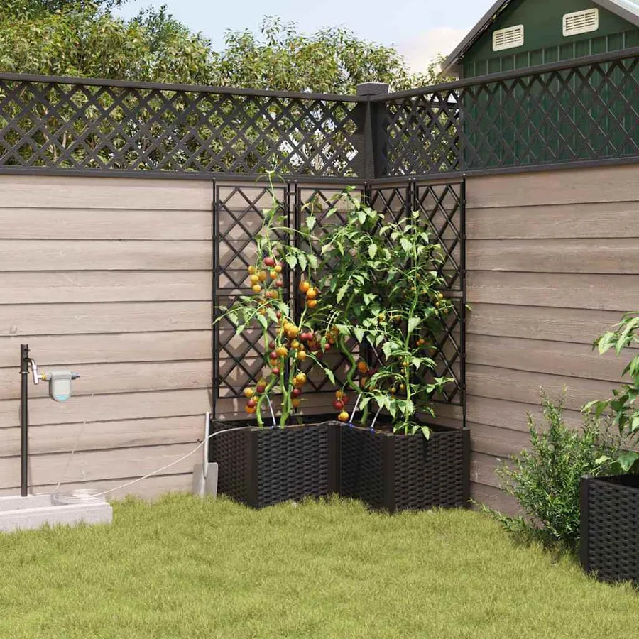 Cache-pot de jardin 3 pc Noir 80 x 80 x 142 cm PP - 3