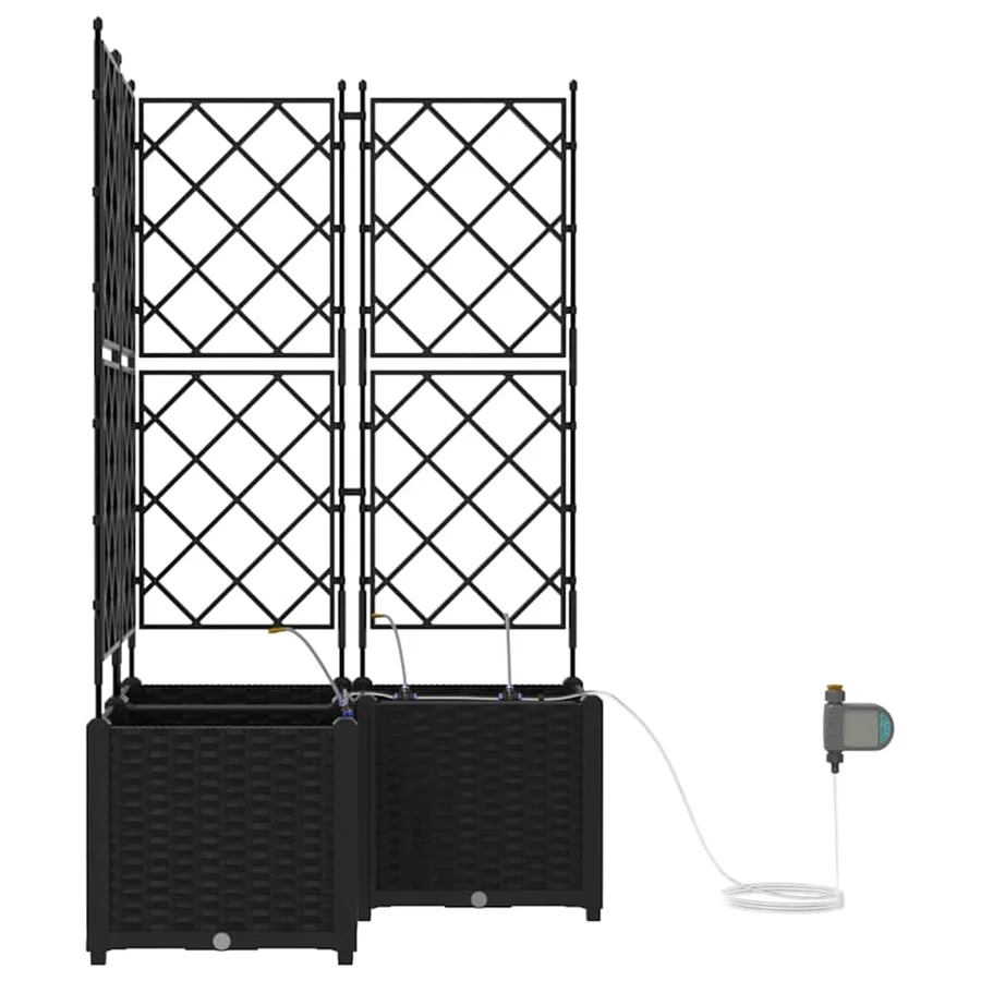 Cache-pot de jardin 3 pc Noir 80 x 80 x 142 cm PP - 6