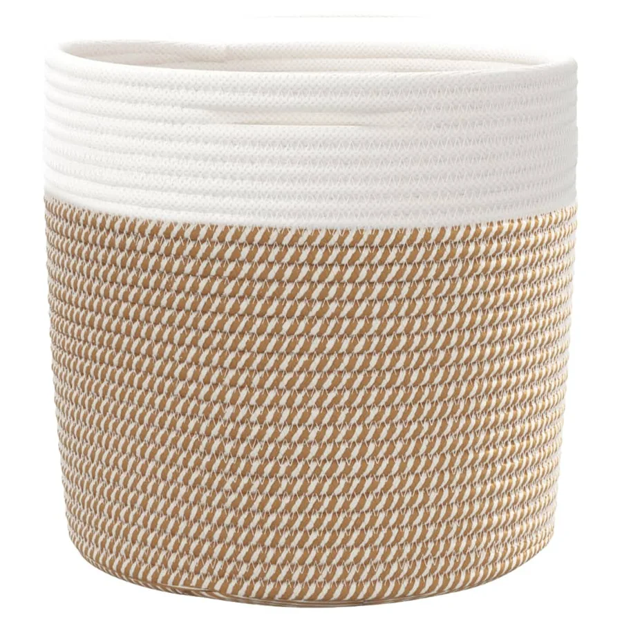 Paniers de rangement 2 pcs marron et blanc Ø28x28 cm coton - 6