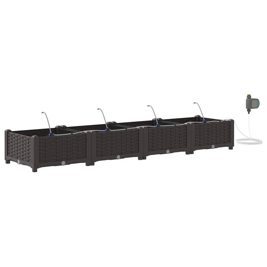 Cache-pot de jardin 4 pc Marron 160 x 40 x 22 cm PP - 2