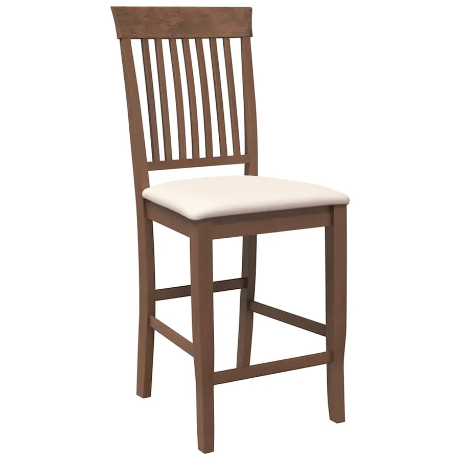Tabourets de bar avec coussins (lot de 2) en bois massif marron et caoutchouc - 4