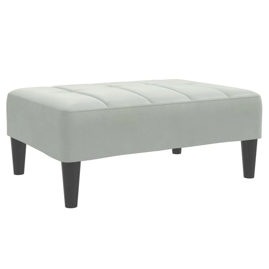 Repose-pied gris clair 77x55x31 cm velours - 2