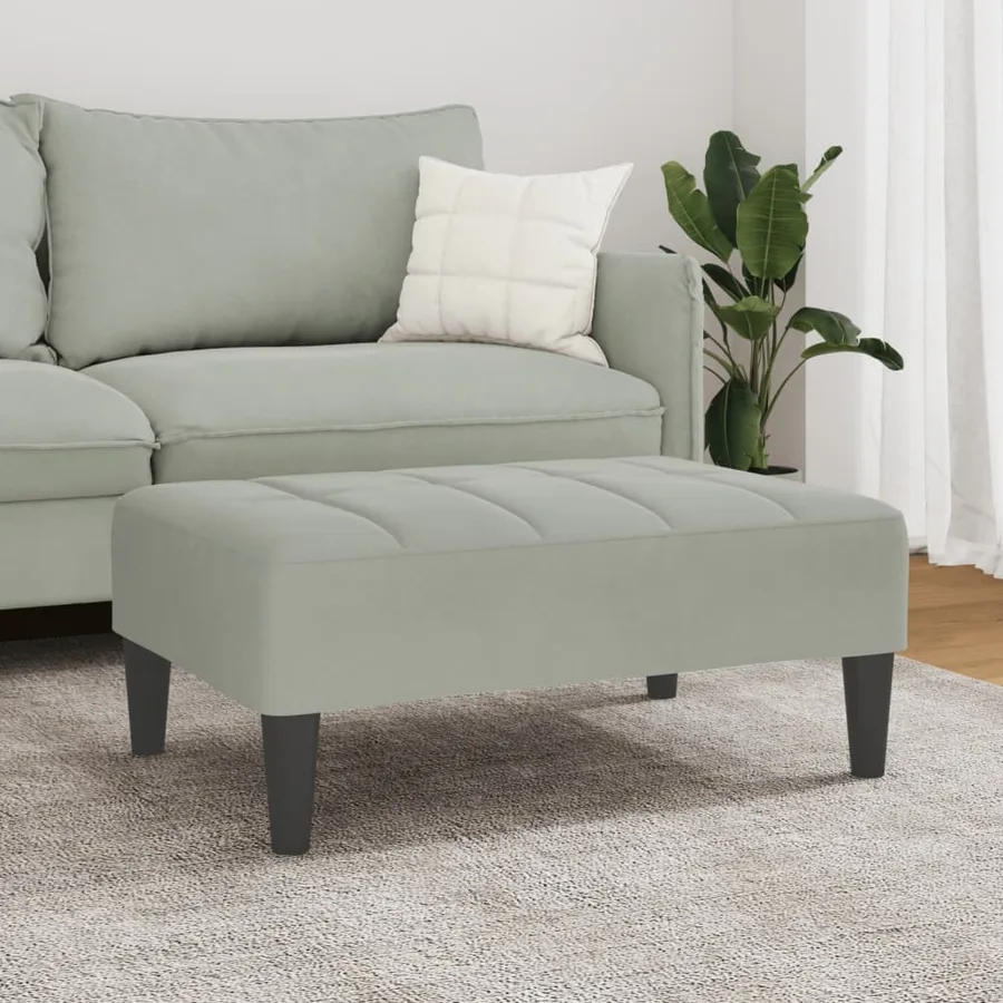 Repose-pied gris clair 77x55x31 cm velours - 3