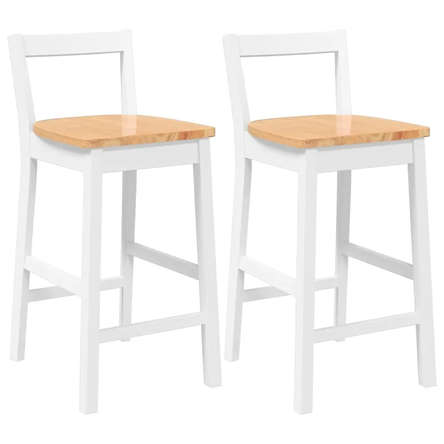 Tabourets de bar (lot de 2) en bois massif blanc et caoutchouc - 2