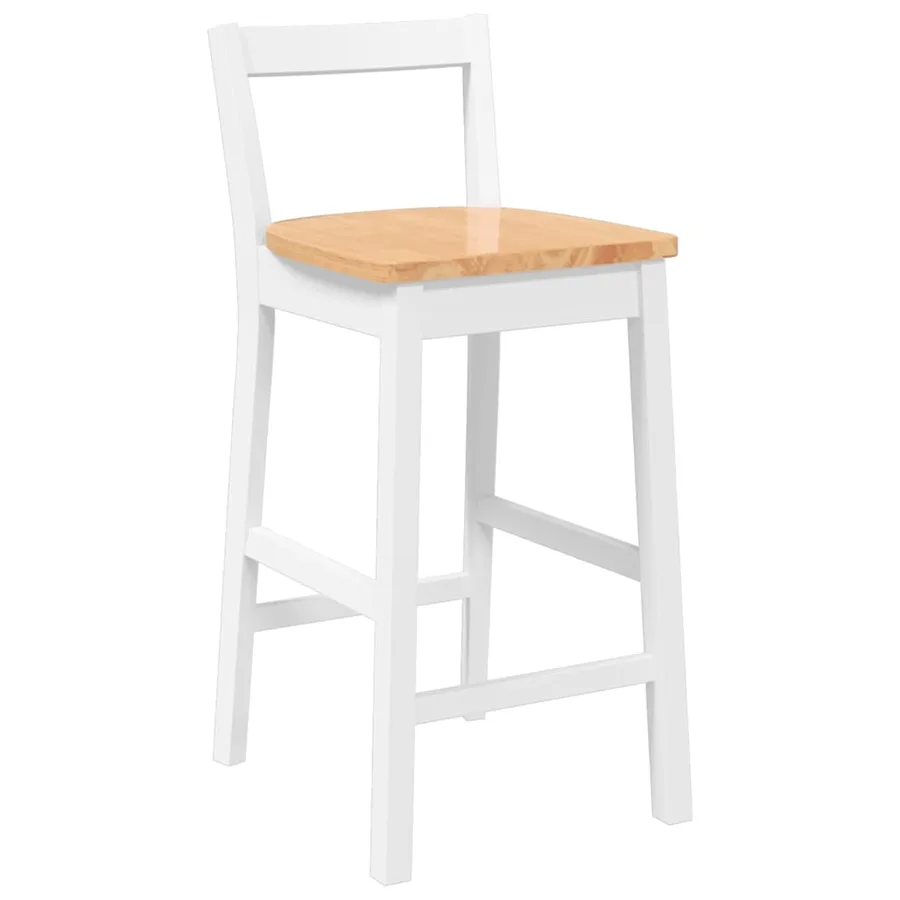Tabourets de bar (lot de 2) en bois massif blanc et caoutchouc - 4