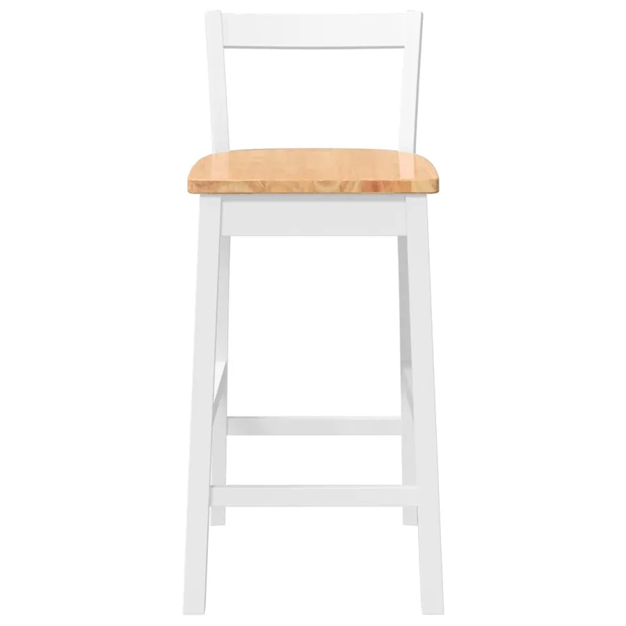 Tabourets de bar (lot de 2) en bois massif blanc et caoutchouc - 5