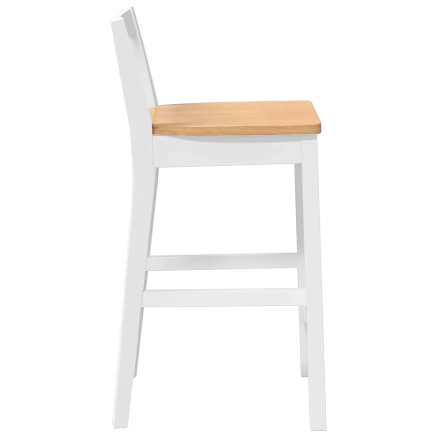 Tabourets de bar (lot de 2) en bois massif blanc et caoutchouc - 6