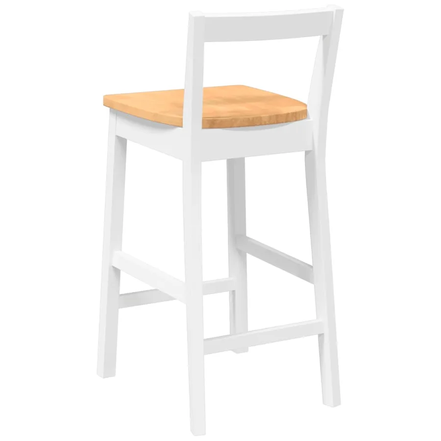 Tabourets de bar (lot de 2) en bois massif blanc et caoutchouc - 7
