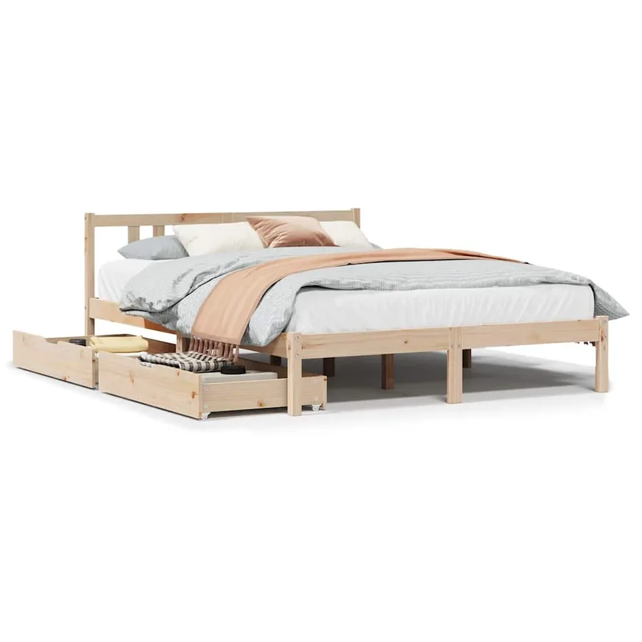 Cadre de lit sans matelas 120x200 cm bois de pin massif - 2