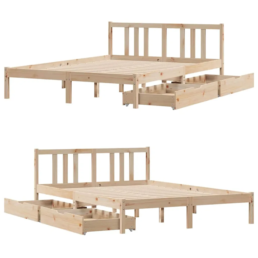 Cadre de lit sans matelas 120x200 cm bois de pin massif - 9