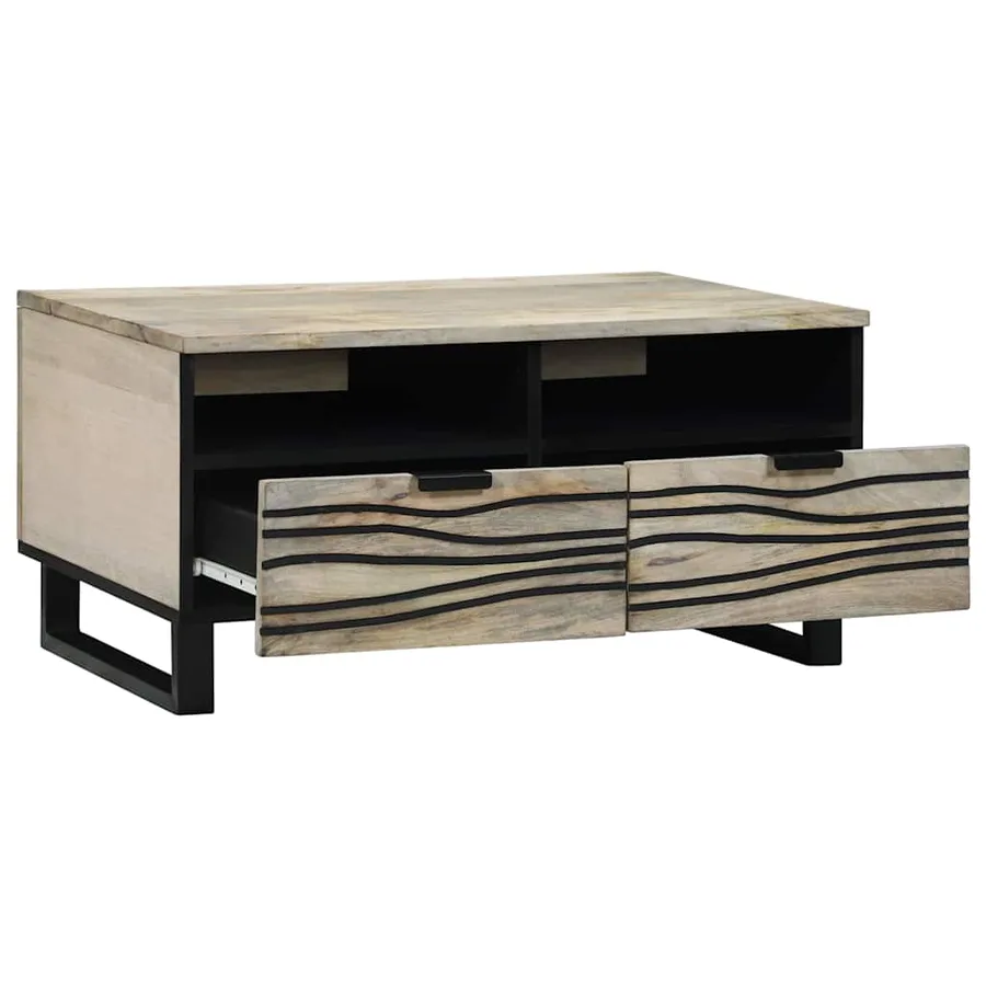 Table basse Blanc 80 x 54 x 40 cm Bois d'ingénierie - 2