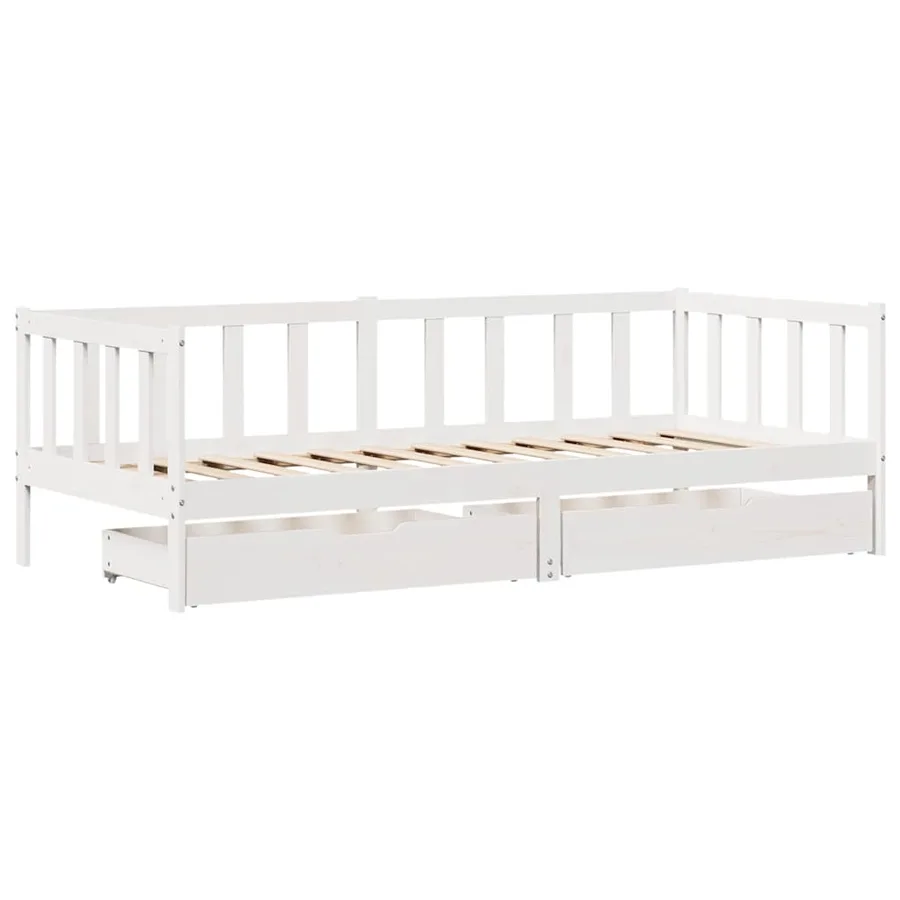 Lit de jour et tiroirs sans matelas blanc 80x200 cm bois massif - 3