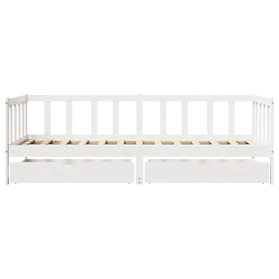 Lit de jour et tiroirs sans matelas blanc 80x200 cm bois massif - 4