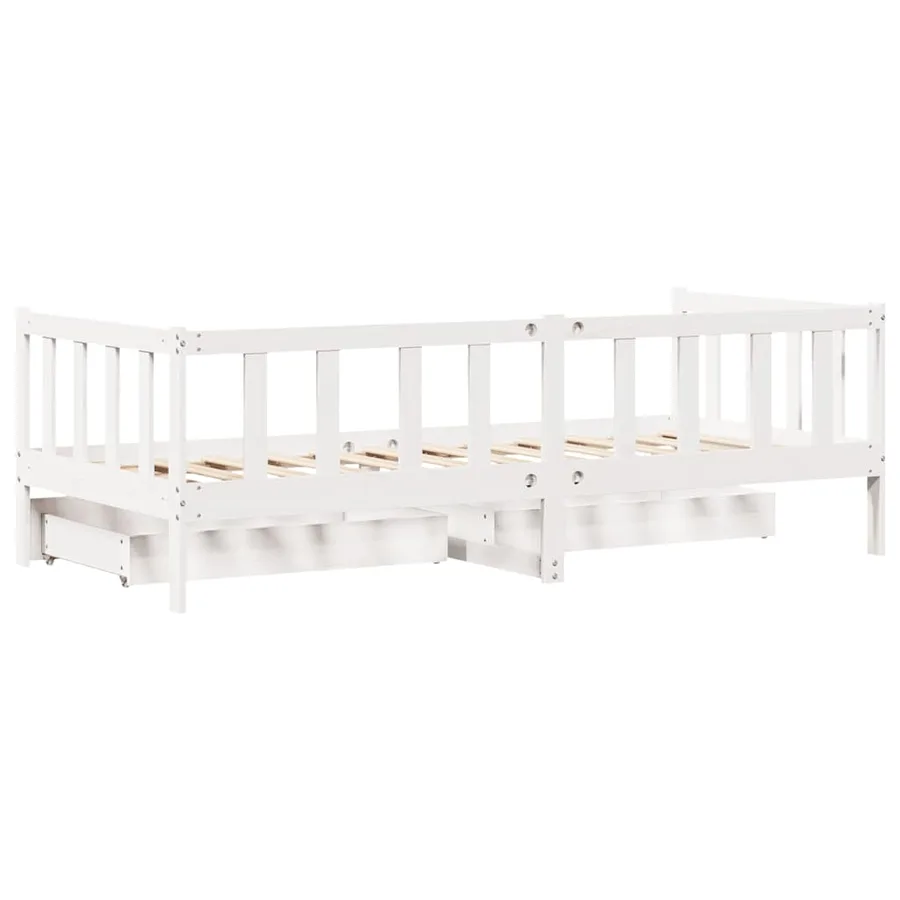 Lit de jour et tiroirs sans matelas blanc 80x200 cm bois massif - 7