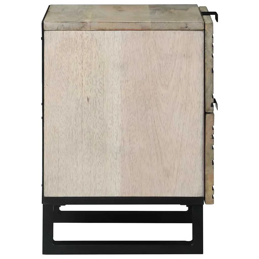 Table de chevet Blanc 40 x 33 x 46 cm Bois d'ingénierie - 4