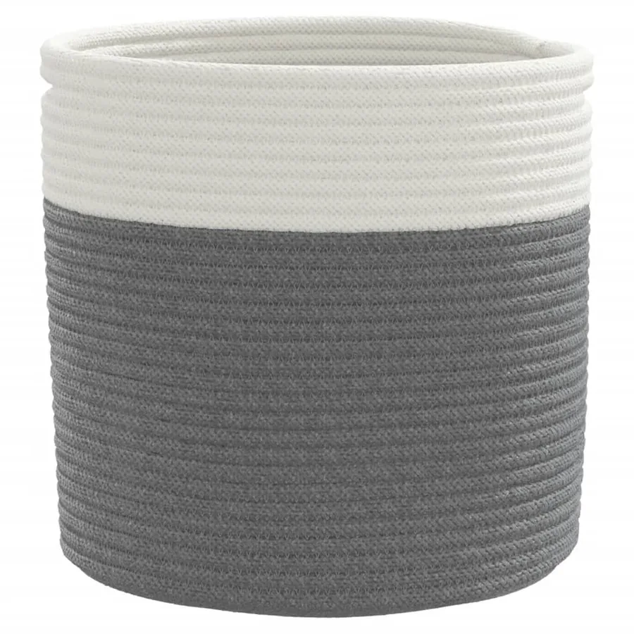 Paniers de rangement 2 pcs gris et blanc Ø28x28 cm coton - 5