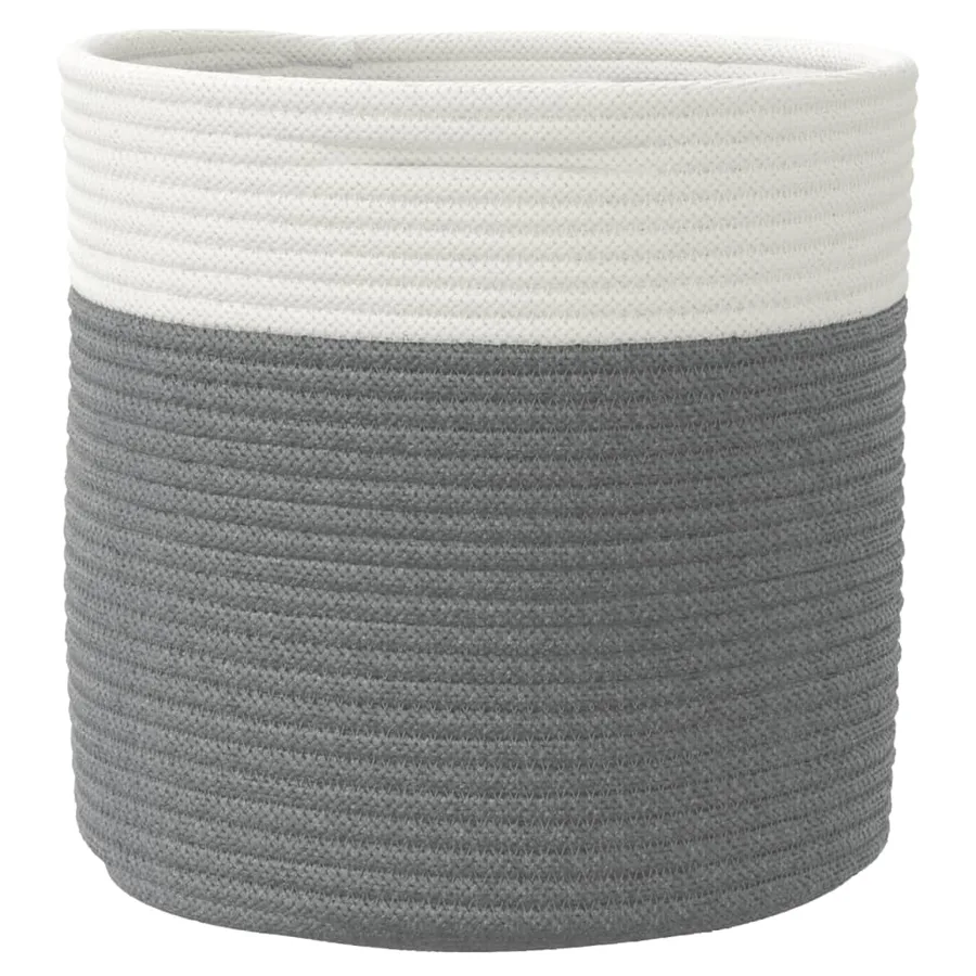 Paniers de rangement 2 pcs gris et blanc Ø28x28 cm coton - 6