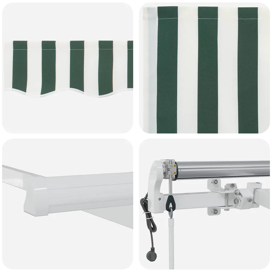 Auvent rétractable Vert et blanc 400 × 300 cm - 4