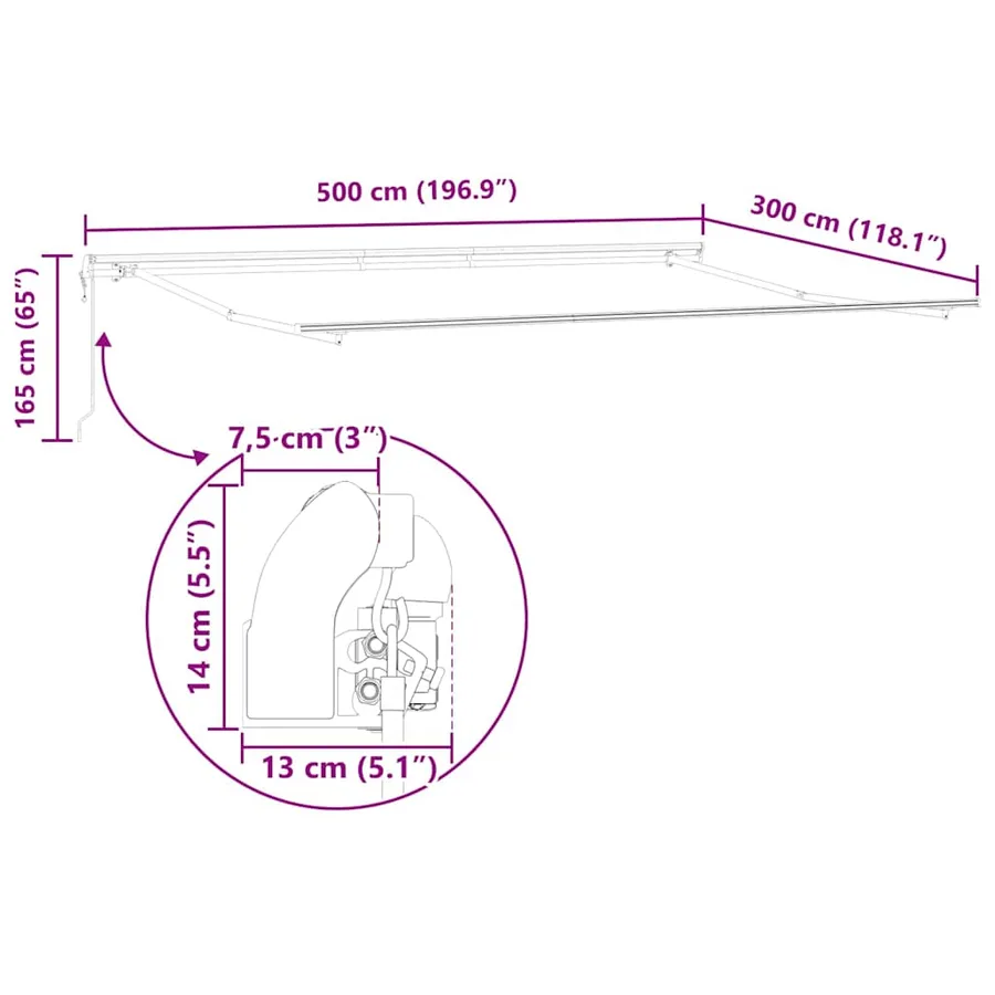 Auvent rétractable Vert et blanc 500 × 300 cm - 12