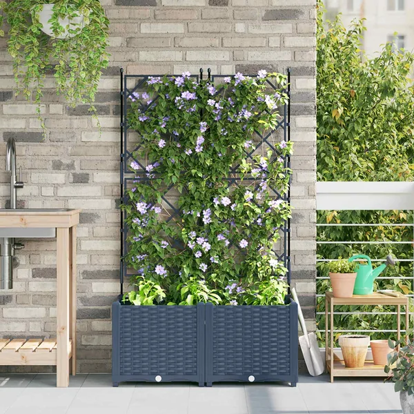 Cache-pot de jardin 2 pc Gris 80 x 40 x 143 cm PP