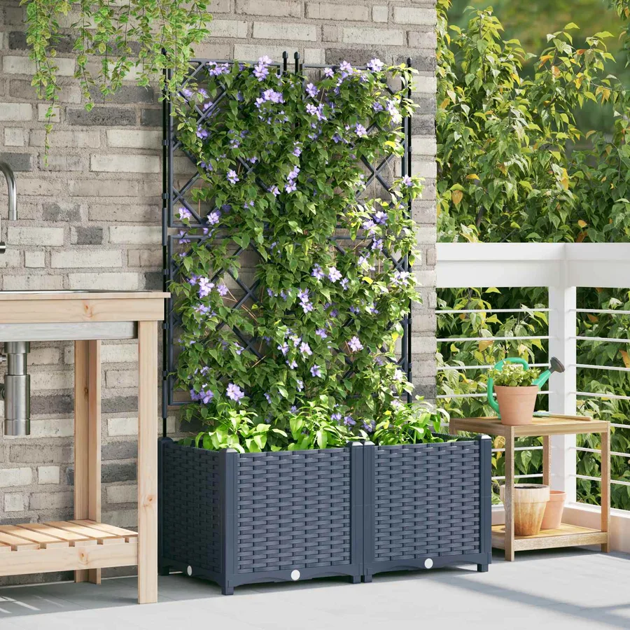 Cache-pot de jardin 2 pc Gris 80 x 40 x 143 cm PP - 3