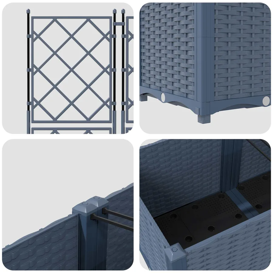 Cache-pot de jardin 2 pc Gris 80 x 40 x 143 cm PP - 7