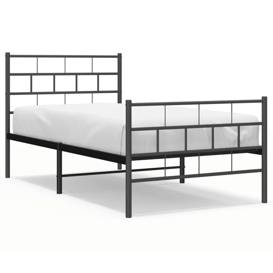 Cadre de lit métal sans matelas avec pied de lit noir 107x203cm - 2