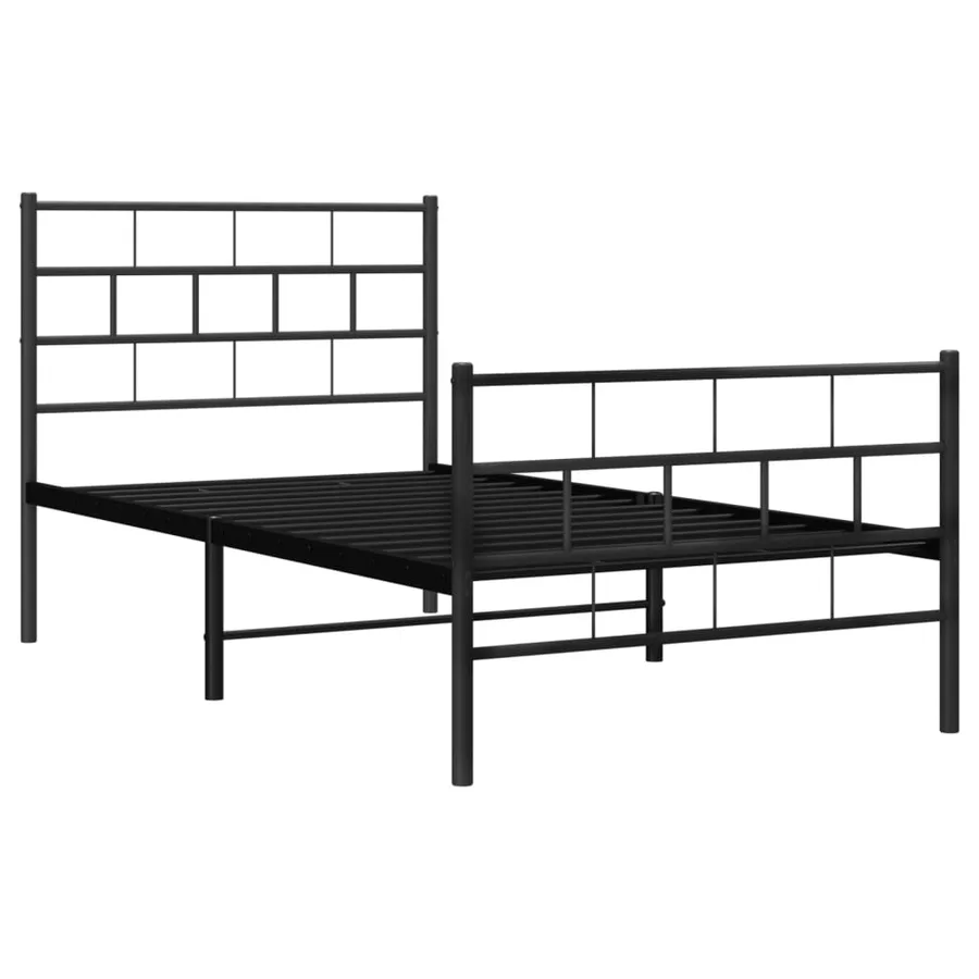 Cadre de lit métal sans matelas avec pied de lit noir 107x203cm - 4