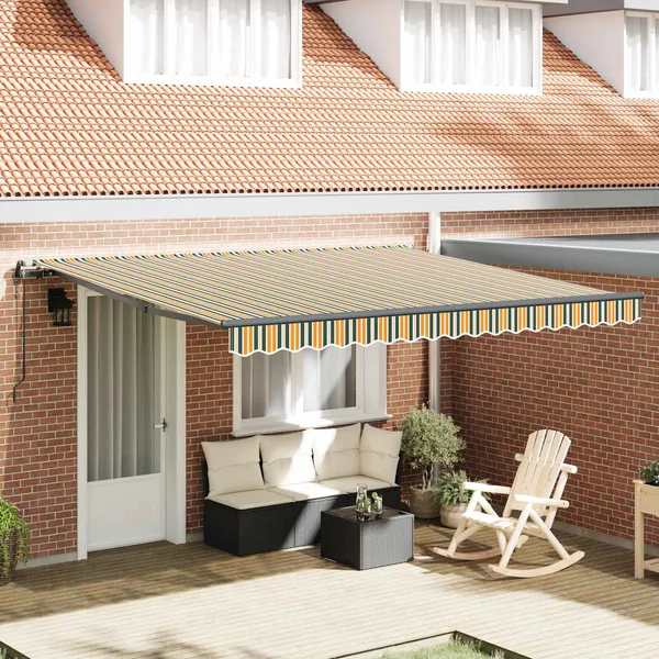 Auvent rétractable Vert et jaune 400 × 300 cm