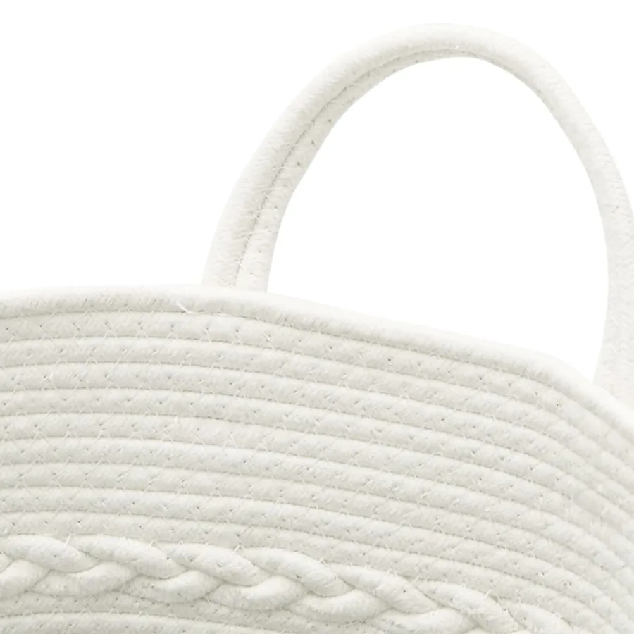 Panier de rangement marron et blanc Ø43x38 cm coton - 6