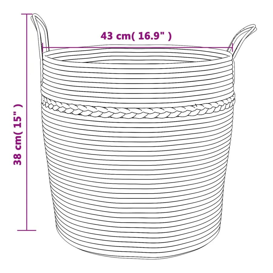 Panier de rangement marron et blanc Ø43x38 cm coton - 9