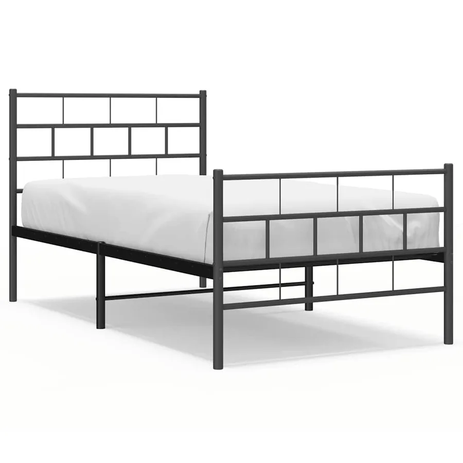 Cadre de lit métal sans matelas avec pied de lit noir 100x190cm - 2