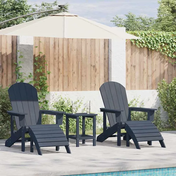 Chaise de jardin 3 pcs Bleu marine Polyéthylène
