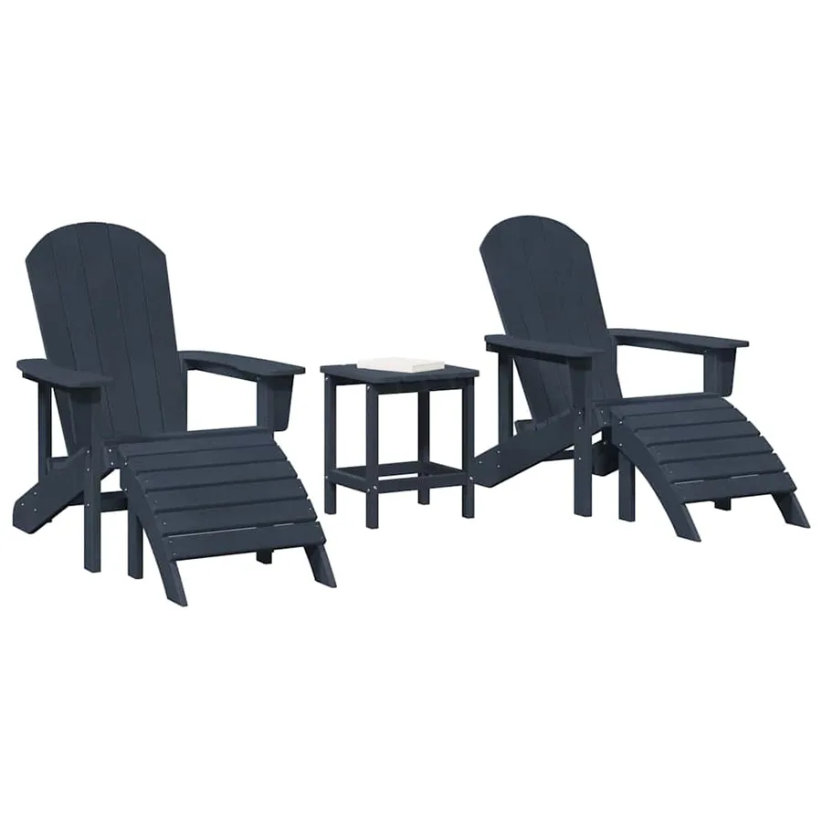 Chaise de jardin 3 pcs Bleu marine Polyéthylène - 3
