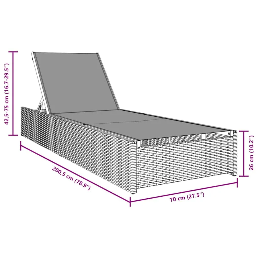 Transat Gris 200,5 x 70 x 75 cm polyrotin - 7