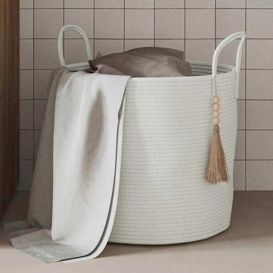 Panier de rangement blanc Ø40x35 cm coton