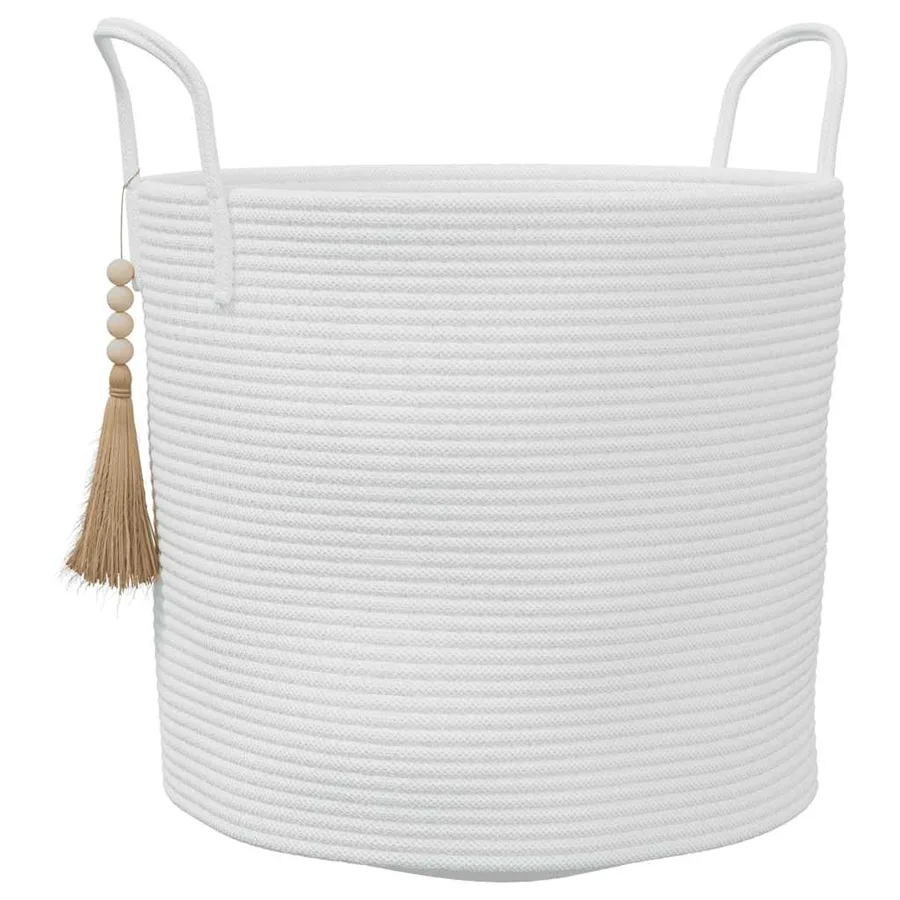 Panier de rangement blanc Ø40x35 cm coton - 2