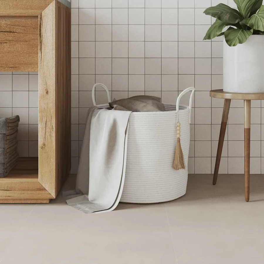 Panier de rangement blanc Ø40x35 cm coton - 3