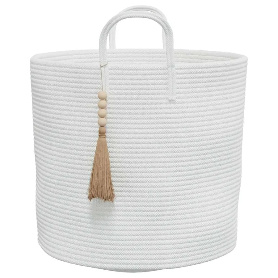 Panier de rangement blanc Ø40x35 cm coton - 5