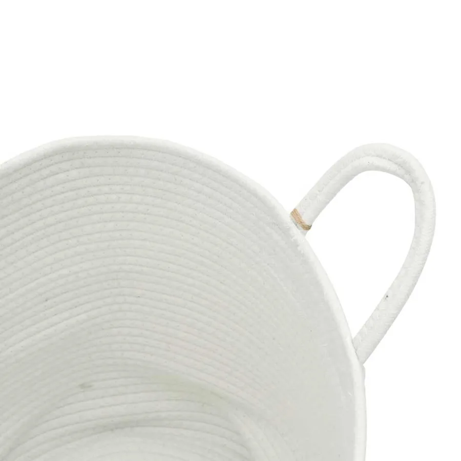 Panier de rangement blanc Ø40x35 cm coton - 6