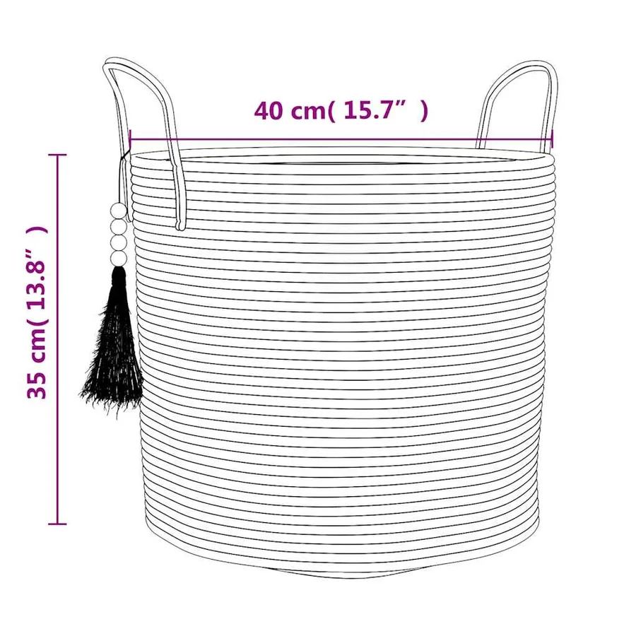 Panier de rangement blanc Ø40x35 cm coton - 8