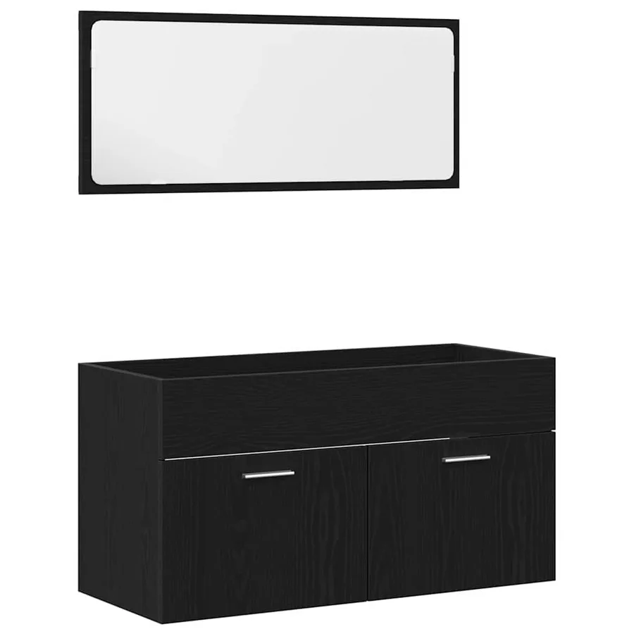 Ensemble de mobilier de salle de bain 2 pcs Chêne noir - 2
