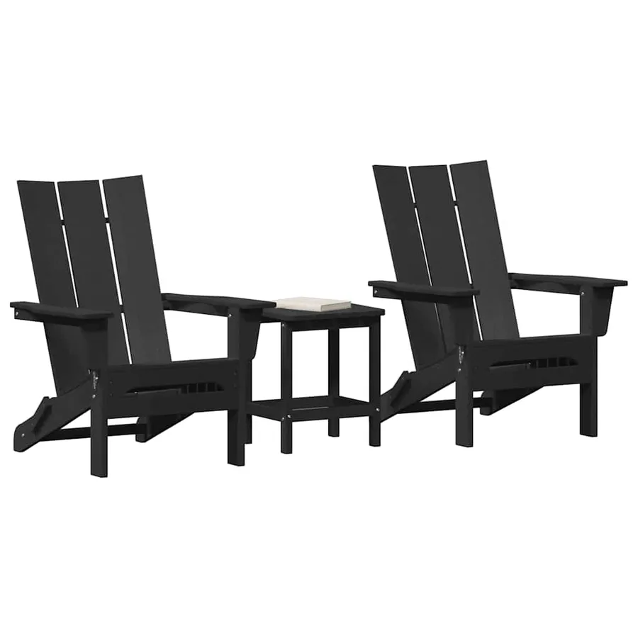 Chaise de jardin 3 pcs Noir 80.5 x 74.5 x 92 cm Polyéthylène - 3
