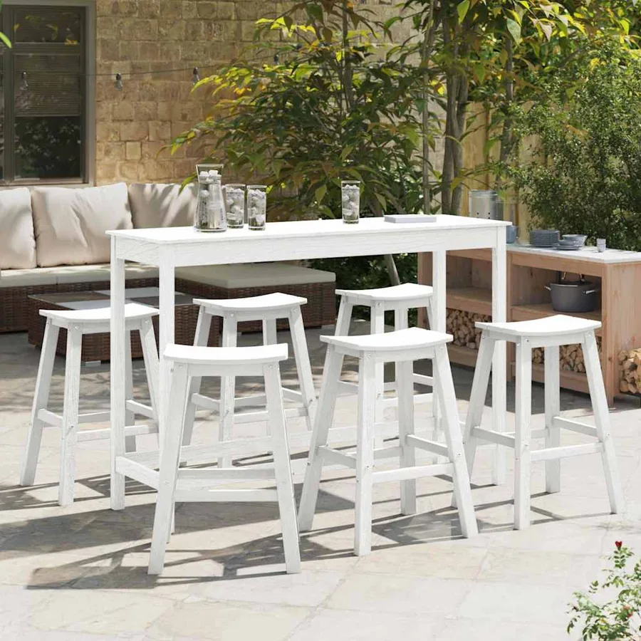Ensemble de bar de jardin 6 pcs Blanc HDPE